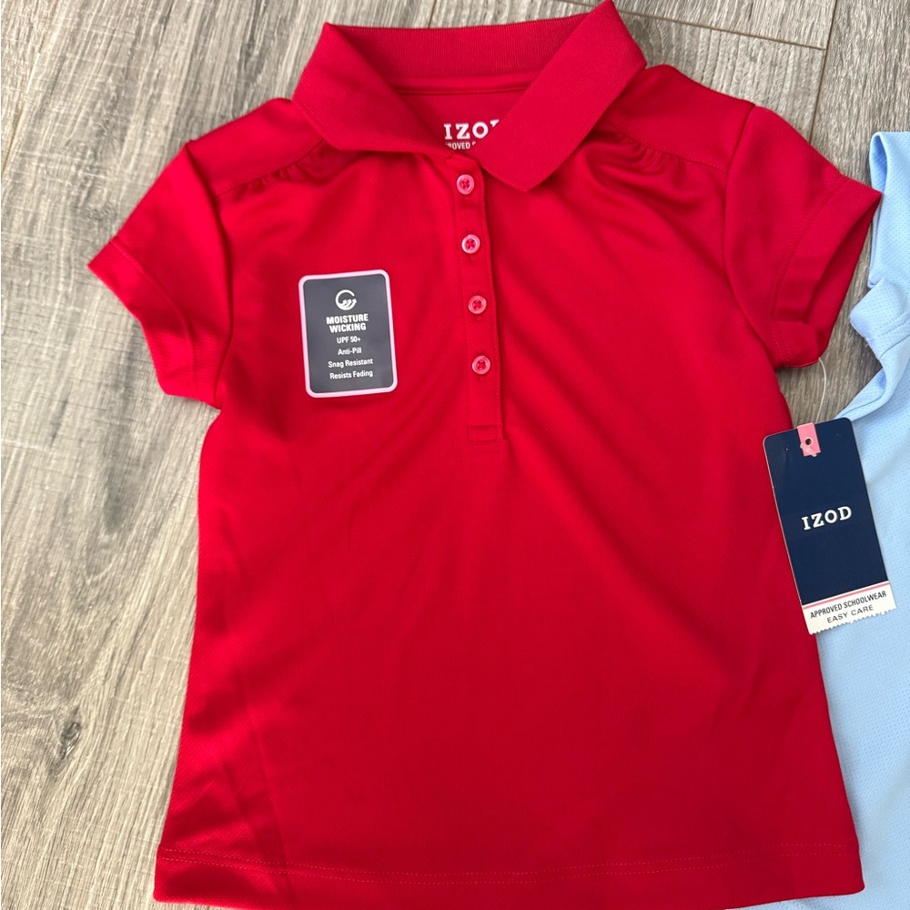 Izod Kids Polo Shirts - Bold Red and Soft Blue - Picture 2 of 7